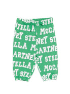 Pantaloni per neonato Stella McCartney Kids verde con stampa logo all-over TY6650 Z3568 769BC STELLA McCARTNEY KIDS 