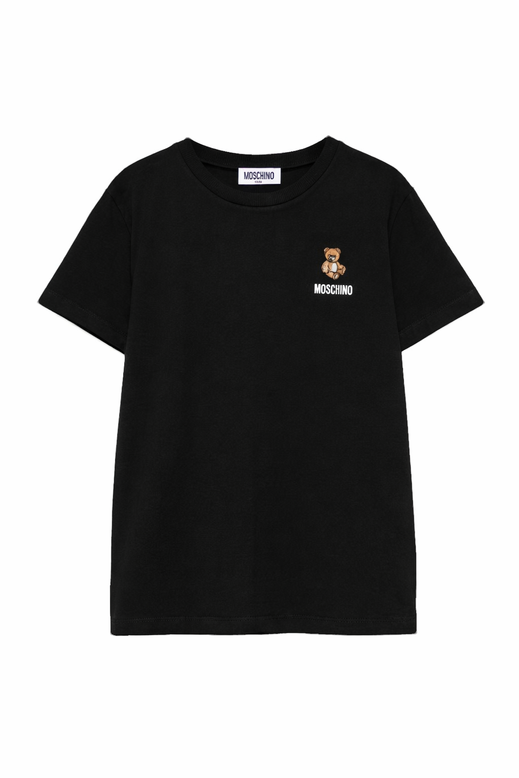 T-shirt per bambini Moschino Kids nera con ricamo Teddy Bear HUM05TLAA02 60100 MOSCHINO KIDS 