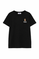 T-shirt per bambini Moschino Kids nera con ricamo Teddy Bear HUM05TLAA02 60100 MOSCHINO KIDS 