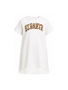 Abito per bambina MC2 Saint Barth Kids bianca con stampa logo leopardato ABY0001 00957L MC2 ST. BARTH KIDS 
