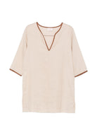Caftano per donna MC2 Saint Barth beige con scollo a V MHA002 08860L MC2 ST. BARTH 