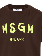 T-shirt per bambino MSGM Kids marrone con stampa logo S6MSJUTH001 943 MSGM KIDS 