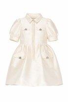 Abito per bambina Elie Saab bianco con colletto classico EFAB119TS0807 CRM ElIE SAAB KIDS 