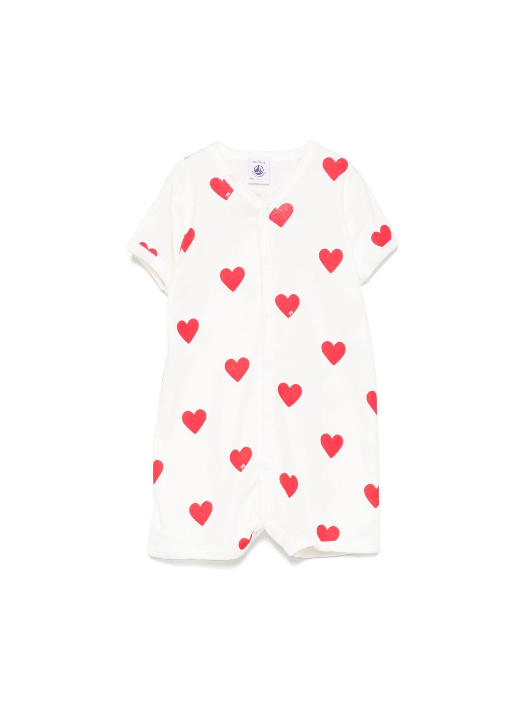 Tutina per neonata Petit Bateau bianca con stampa a cuore all-over A09HG 01 PETIT BATEAU 