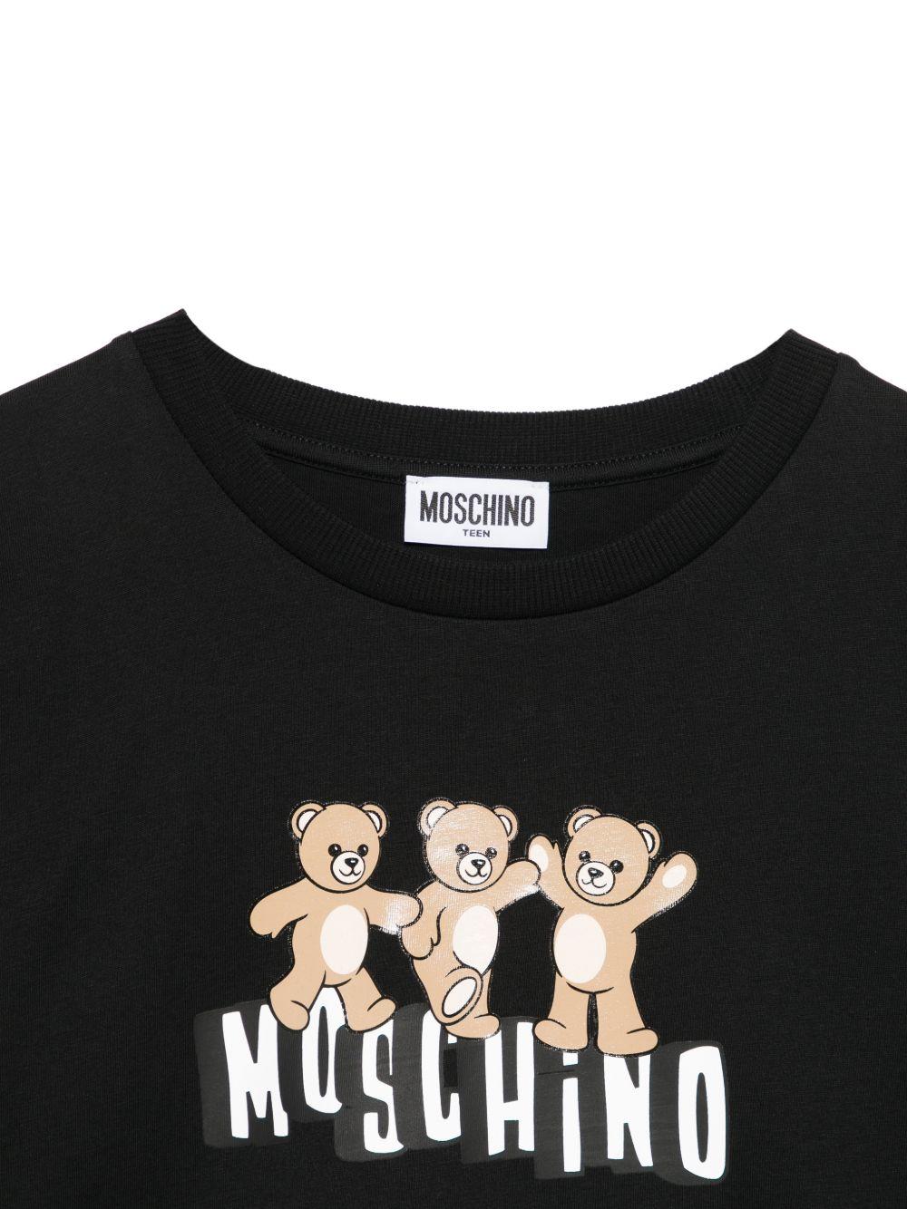T-shirt per bambina Moschino Kids nera con dettaglio Teddy Bear HDM077LAA23 60100 MOSCHINO KIDS 