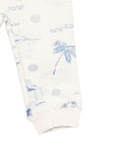 Pantaloni per neonato Bonpoint bianco con stampa grafica blu all-over S06YPAK00003 615 BONPOINT KIDS 