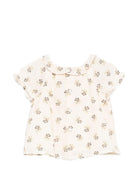 T-shirt per neonata Bonpoint beige con stampa fiori all-over S06XBLW00005 503 BONPOINT KIDS 