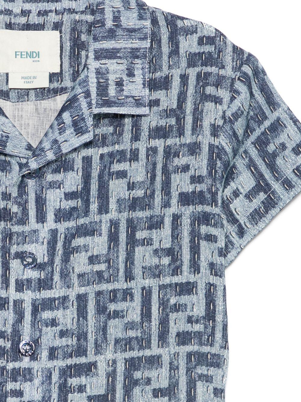 Camicia per neonato Fendi Kids denim con stampa FF BMC083 AUK2 F1I11 FENDI KIDS 