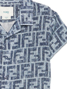 Camicia per neonato Fendi Kids denim con stampa FF BMC083 AUK2 F1I11 FENDI KIDS 
