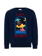 Maglione per bambino Casablanca Kids blu con ricamo grafico KPF26KW151701 PYRAMID CASABLANCA KIDS 