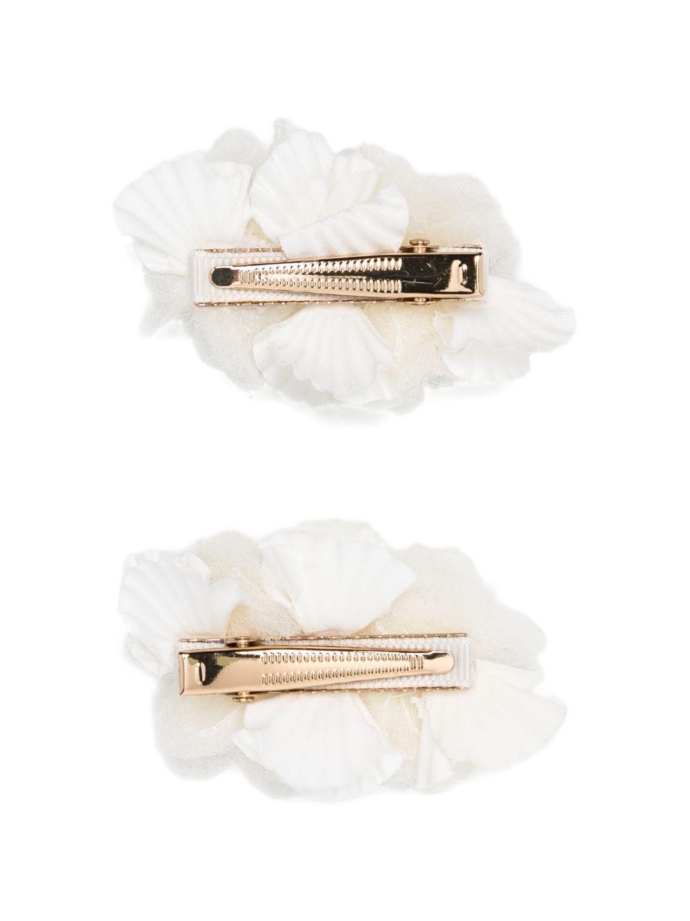 Fermaglio per bambina Bonpoint bianco con due dettagli floreali S06GHAW00023 002 BONPOINT KIDS 