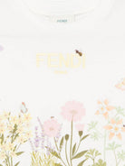 T-shirt per bambina Fendi Kids bianco con logo JFI374 7AJ F0TU9 FENDI KIDS 