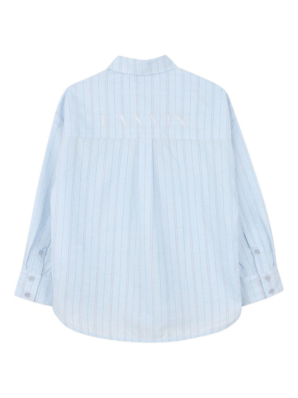 Camicia per bambino Lanvin Enfant azzurra con tasche sul petto N30365 79L LANVIN KIDS 