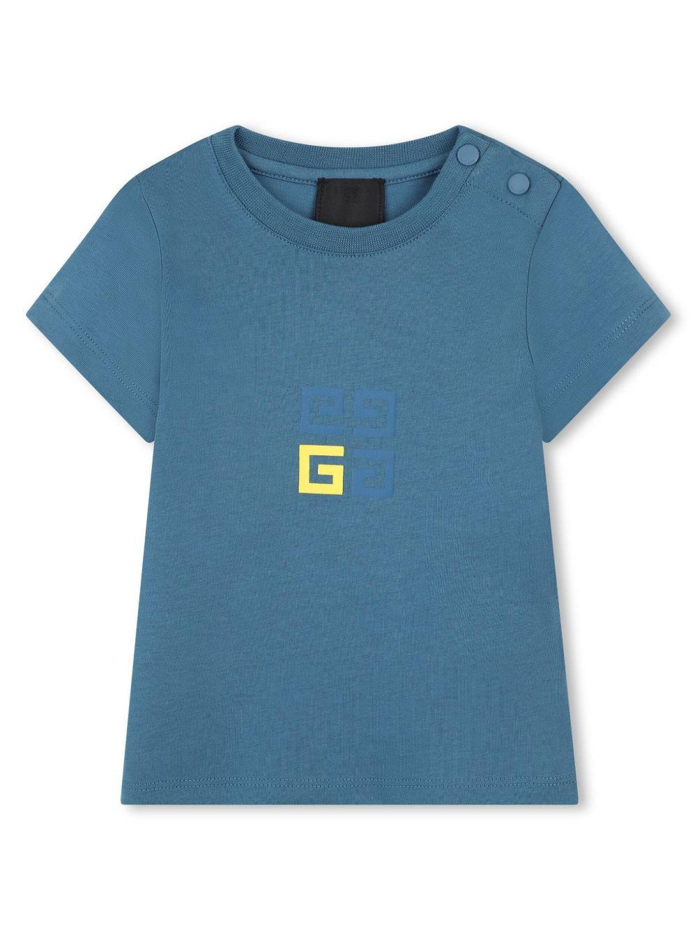 T-shirt per neonato Givenchy Kids blu con chiusura laterale con abbottonatura H30645 80V GIVENCHY KIDS 