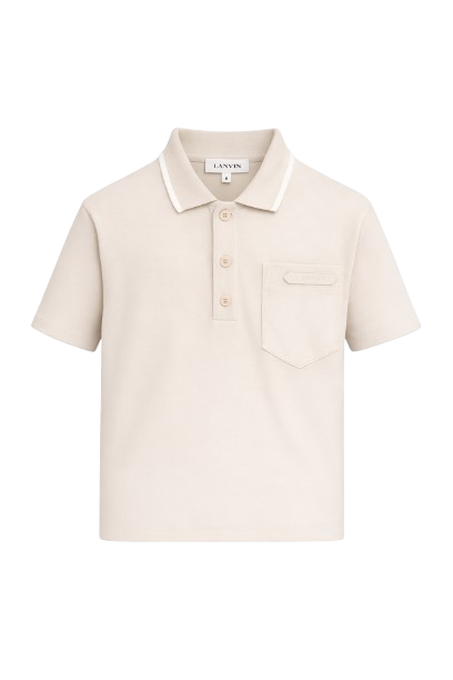 T-shirt per bambino Lanvin Enfant beige con colletto stile polo N30381 180 LANVIN KIDS 