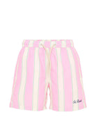 Costume da bagno per bambino MC2 Saint Barth Kids bianco e rosa con motivo a righe SYR0002 04056L MC2 ST. BARTH KIDS 