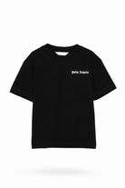 T-shirt per bambina Palm Angels Kids nera con logo sul davanti PGAA002S26JER003 110 PALM ANGELS KIDS 