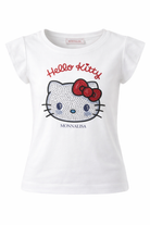T-shirt per bambina Monnalisa x Hello Kitty bianca con stampa 19G617 7005 0099 MONNALISA KIDS 