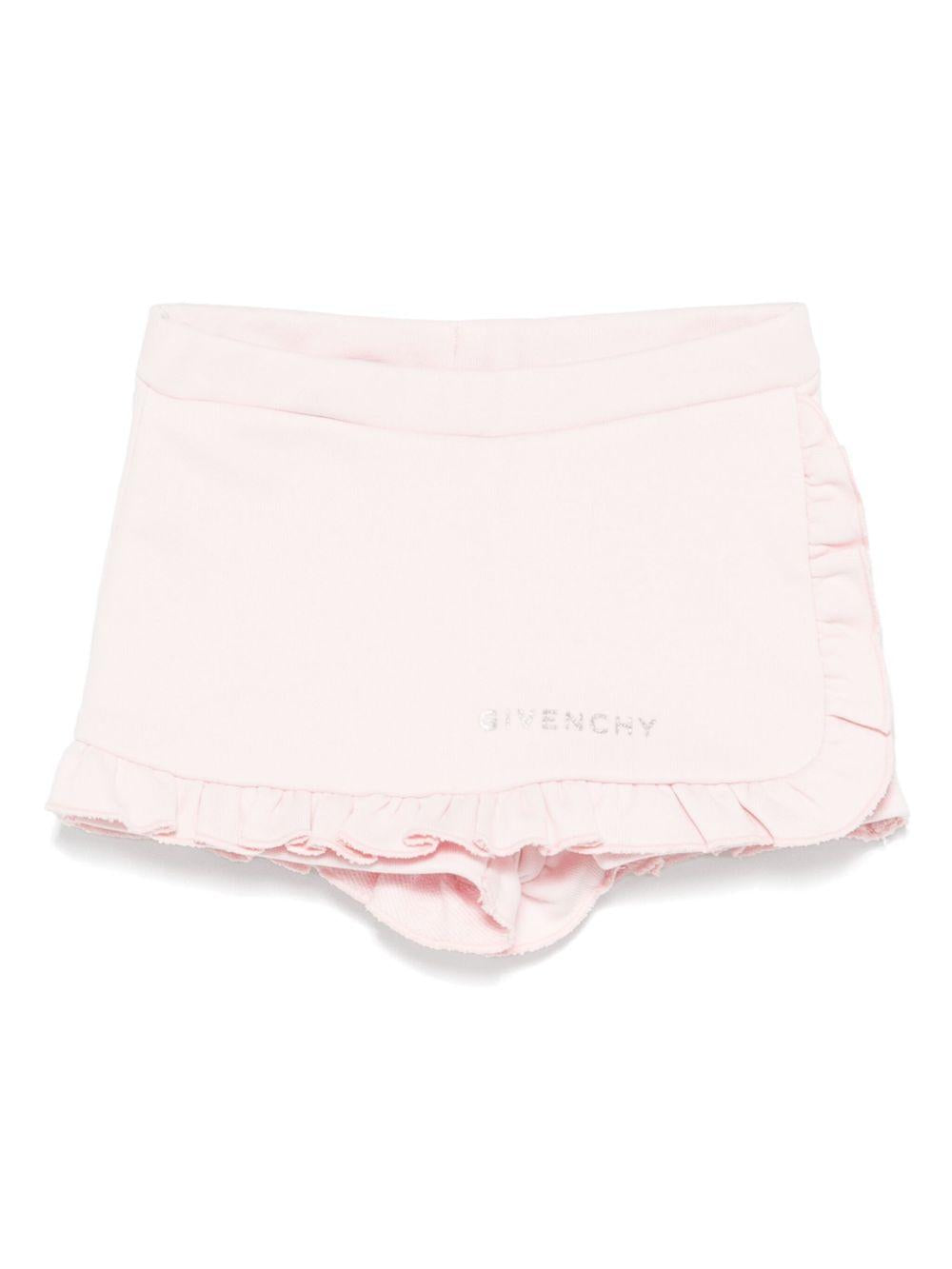 Bermuda con logo per neonata Givenchy Kids rosa con rifinitura con ruches H30660 44Z GIVENCHY KIDS 