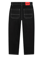 Jeans per bambino Hugo Kids neri con applicazione posteriore con logo G00473 Z09 Hugo 