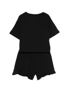 Set t-shirt e shorts per bambina Moschino Kids nero con stampa Teddy Bear sul davanti HDG01NLCA52 60100 MOSCHINO KIDS 