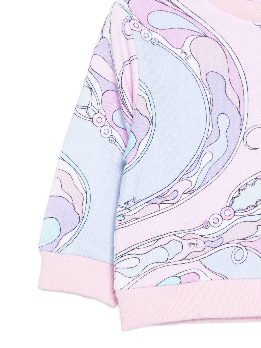 Felpa per neonata Emilio Pucci Junior multicolore con stampa iride all-over PZ4010 Z3343 51SCE EMILIO PUCCI KIDS 