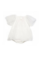 Abito per neonata Elisabetta Franchi bianco con decorazione con perline ENPG0590TU005 0004 ElISABETTA FRANCHI KIDS 