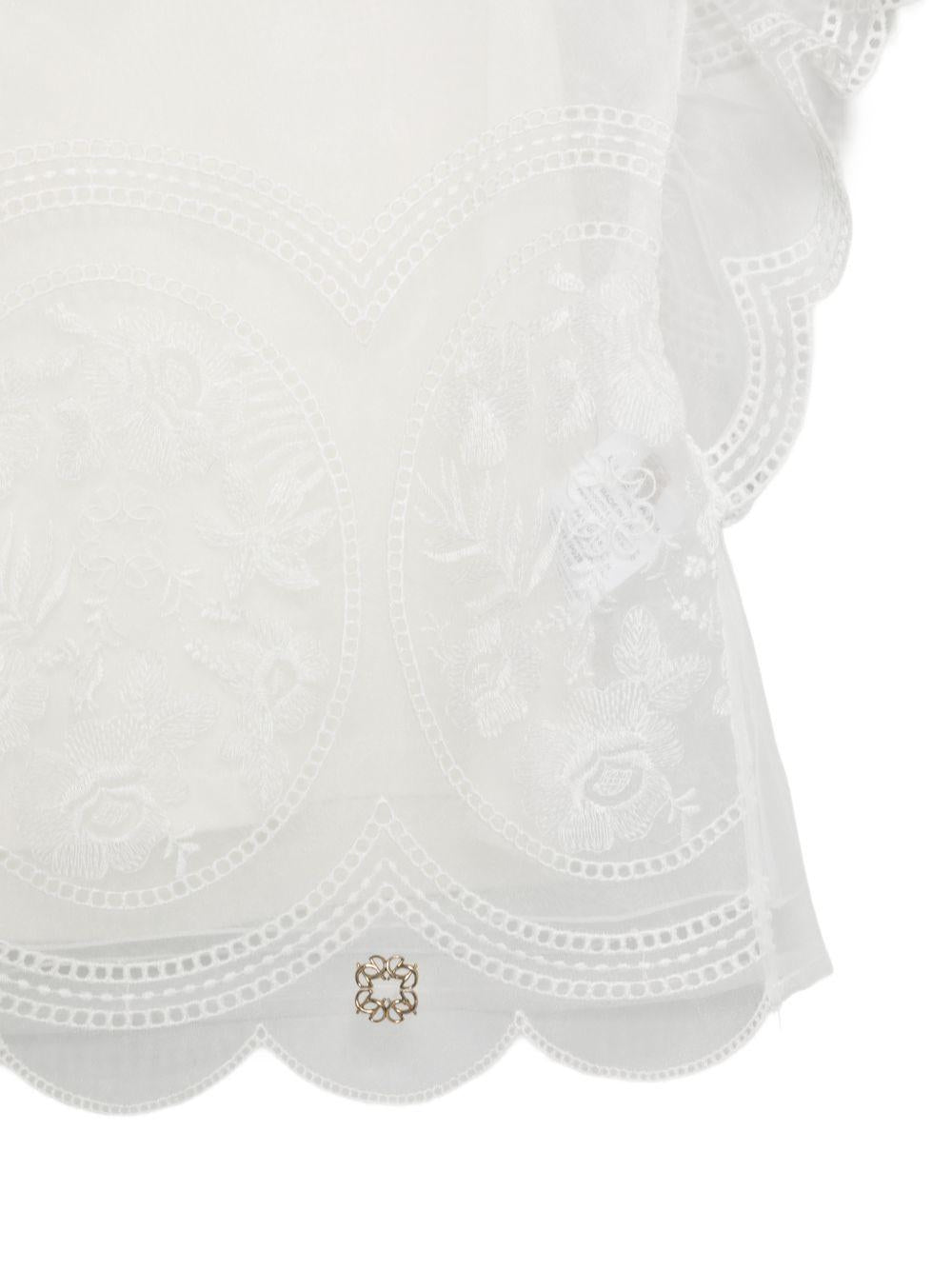 Top per bambina Elie Saab Junior bianco con dettagli ricamati EFTP028TS1110 CRM ElIE SAAB KIDS 