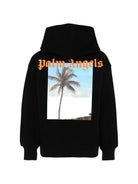 Felpa per bambino Palm Angels Kids nera con stampa grafica sul retro PBBB012S26FLE008 110 PALM ANGELS KIDS 