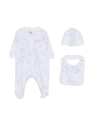 Set tutina, cappellino e bavaglino per neonata Givenchy Kids rosa con stampa grafica all-over H31269 N54 GIVENCHY KIDS 