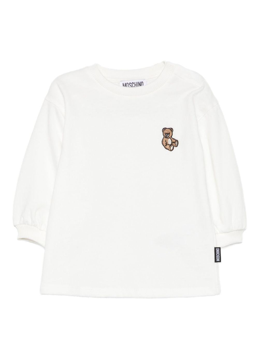 Abito per neonata Moschino Kids bianco con maniche a sbuffo MAV0BNLCA40 10063 MOSCHINO KIDS 