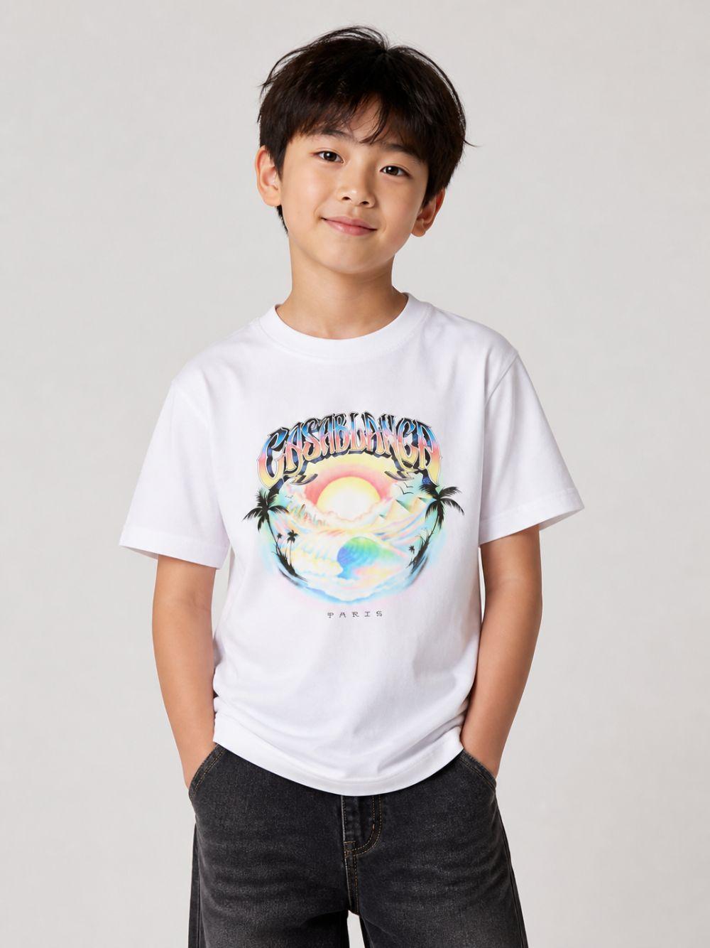 T-shirt per bambino Casablanca Kids bianca con stampa grafica KPF26JTS03801 CASAAIRSPRAY CASABLANCA KIDS 
