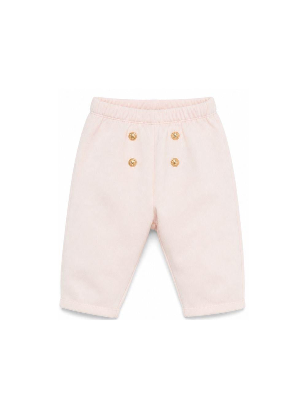 Leggings per neonata Balmain Kids rosa con bottoni color oro BZ6020 Z3183 508OR BALMAIN KIDS 