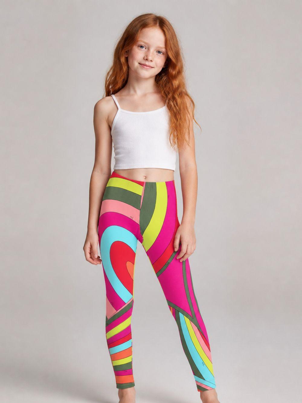 Leggings Mirra per bambina Emilio Pucci Junior multicolore con stampa astratta PZ6A41 Z3346 999 EMILIO PUCCI KIDS 