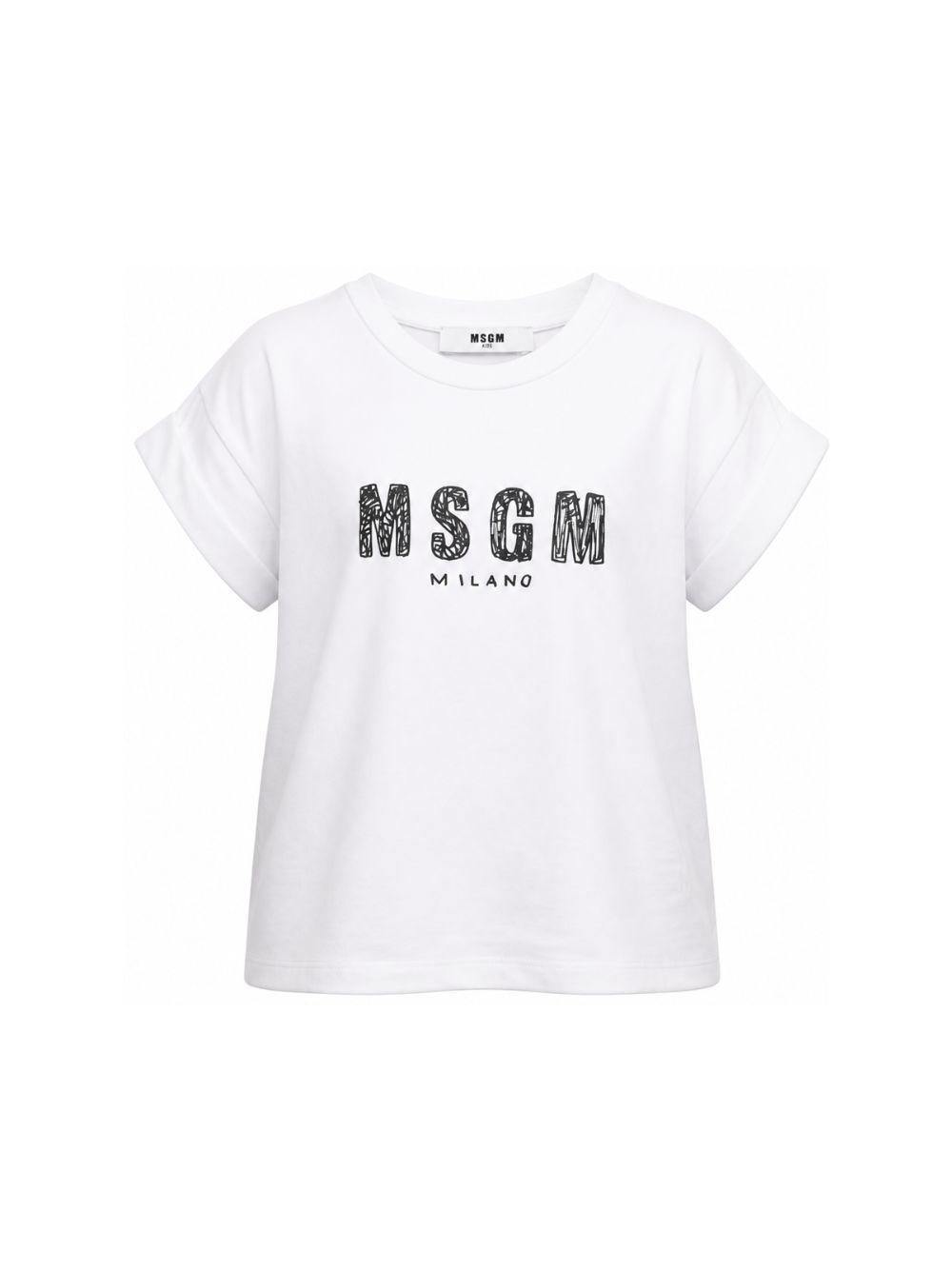 T-shirt per bambina MSGM Kids bianca con stampa logo S6MSJGTH070 001 MSGM KIDS 