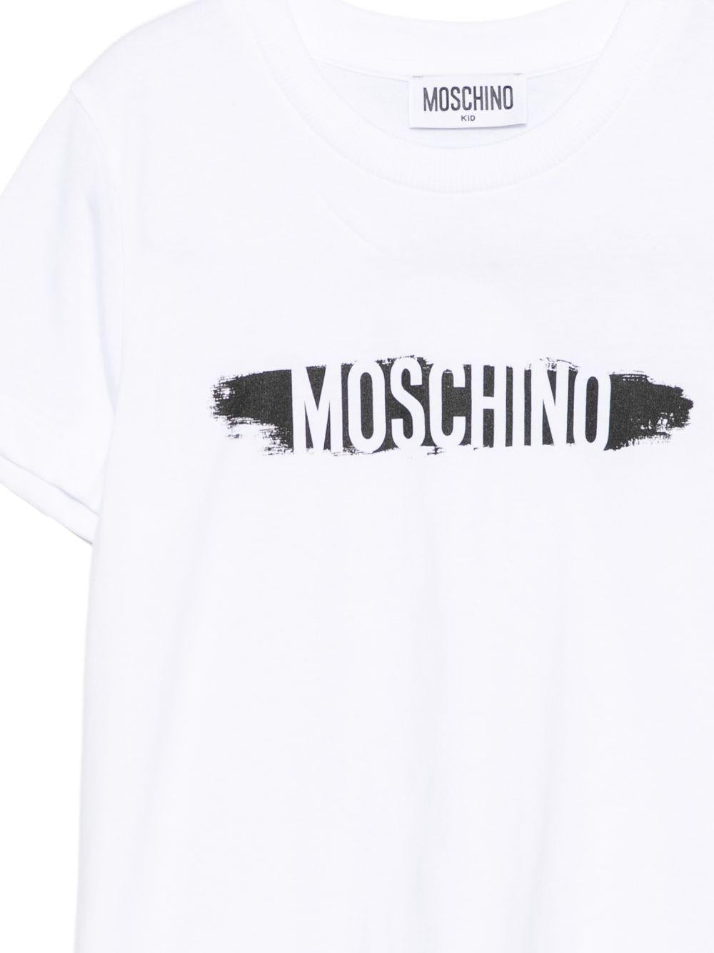 T-shirt per bambini Moschino Kids bianca con stampa logo sul davanti H8M058LAA10 10101 MOSCHINO KIDS 
