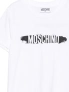 T-shirt per bambini Moschino Kids bianca con stampa logo sul davanti H8M058LAA10 10101 MOSCHINO KIDS 