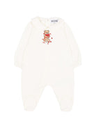 Tutina e bavaglino per neonati Moschino Kids bianchi con motivo Teddy Bear MDY01CLDA63 10063 MOSCHINO KIDS 