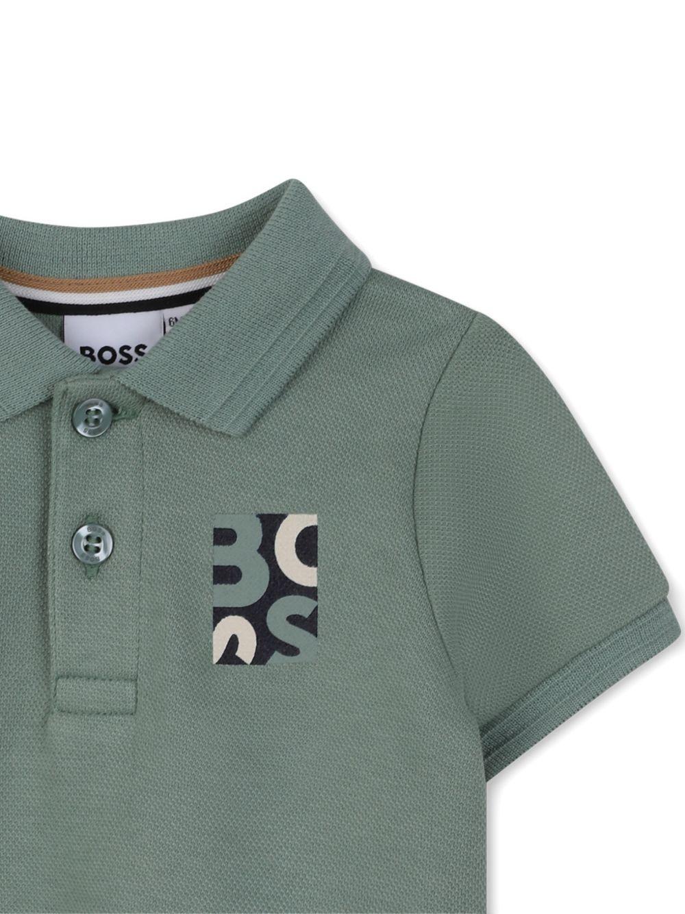 T-shirt per neonato Boss Kids verde con colletto stile polo J52893 64U BOSS KIDS 