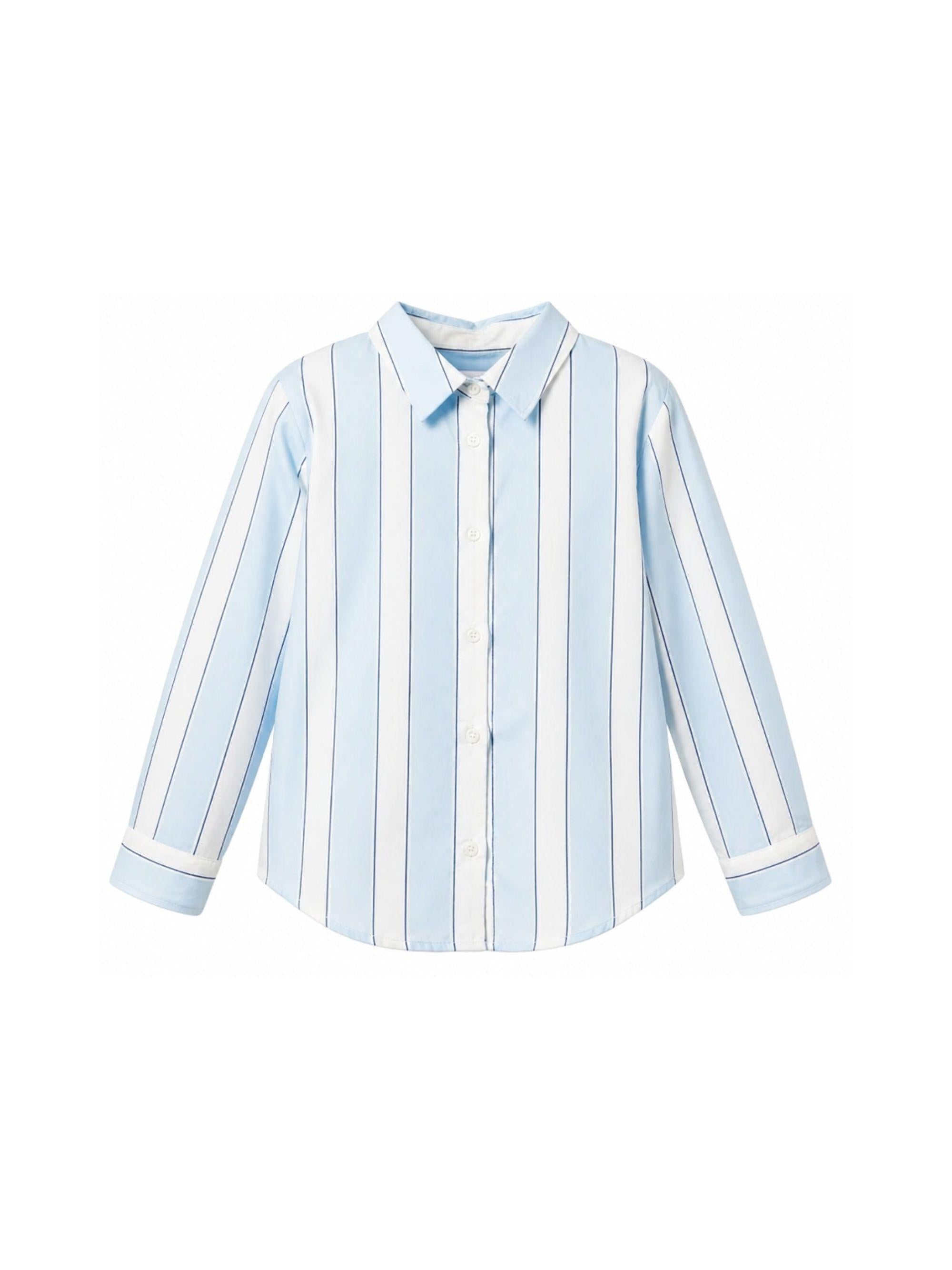 Camicia per bambina MC2 Saint Barth Kids azzurra con motivo a righe BRIG003 01419L MC2 ST. BARTH KIDS 