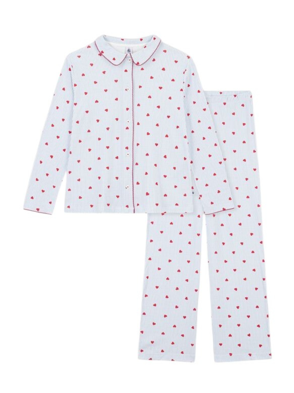 Pigiama per donna Petit Bateu Kids azzurro con stampa cuoricini all-over A0GAQ 01 PETIT BATEAU KIDS 