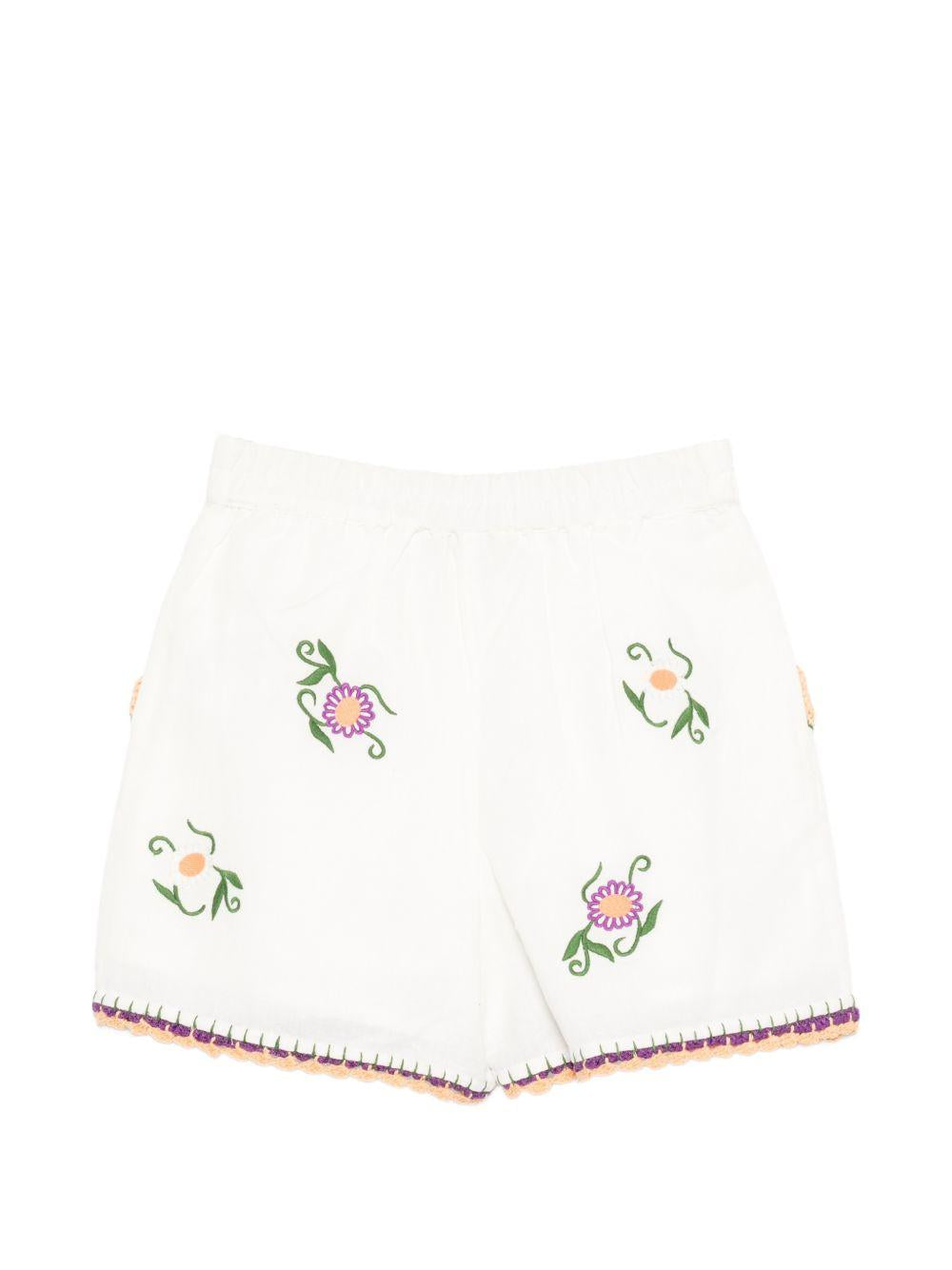 Shorts per bambina Stella McCartney Kids bianco con ricamo floreale TY6E19 Z0138 101 STELLA McCARTNEY KIDS 
