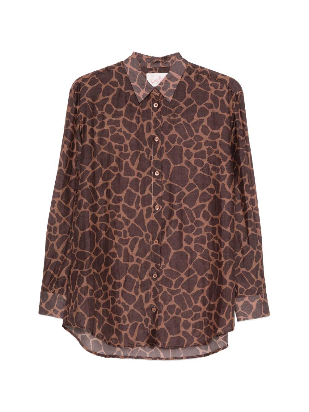 Camicia Brigitte per donna MC2 Saint Barth marrone con stampa animalier BRIG001 03498L MC2 ST. BARTH 