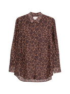 Camicia Brigitte per donna MC2 Saint Barth marrone con stampa animalier BRIG001 03498L MC2 ST. BARTH 