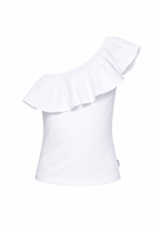 Top monospalla per bambina Molo bianco con dettaglio volant 2S26A102 5636 MOLO KIDS 