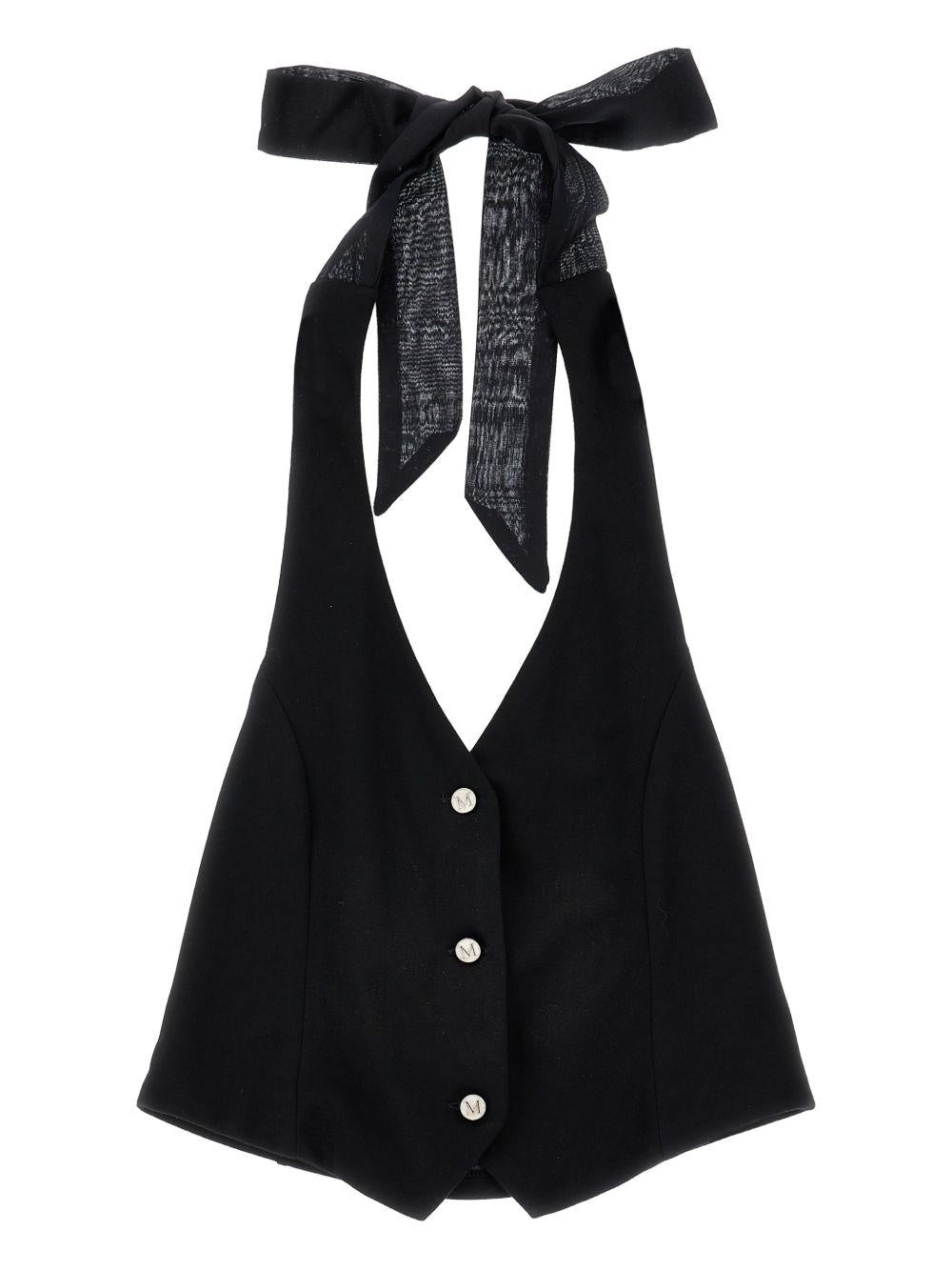 Top per bambina Monnalisa nera con chiusura con fiocco 41G302 7231 0050 MONNALISA 