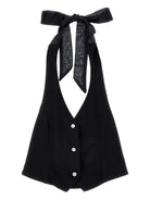 Top per bambina Monnalisa nera con chiusura con fiocco 41G302 7231 0050 MONNALISA 