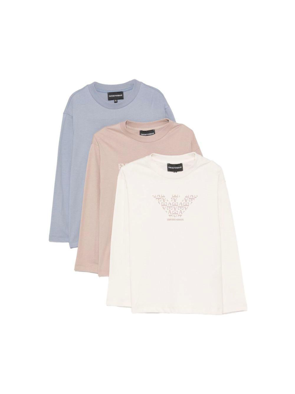 Set di tre t-shirt per bambino Emporio Armani Kids multicolore con logo sul davanti EB001922 AF16162 M9136 EMPORIO ARMANI KIDS 