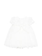 Abito per neonata Colorichiari bianco con ruches e applicazioni floreali FN108232 4958 15 COLORICHIARI KIDS 