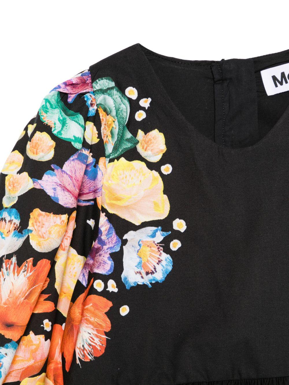 Abito per bambina Molo Cybil nero con stampa floreale 2W25E230 9453 MOLO 